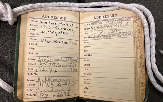 Decorative photo of address book from the Clark Library's Paul Landacre collection.