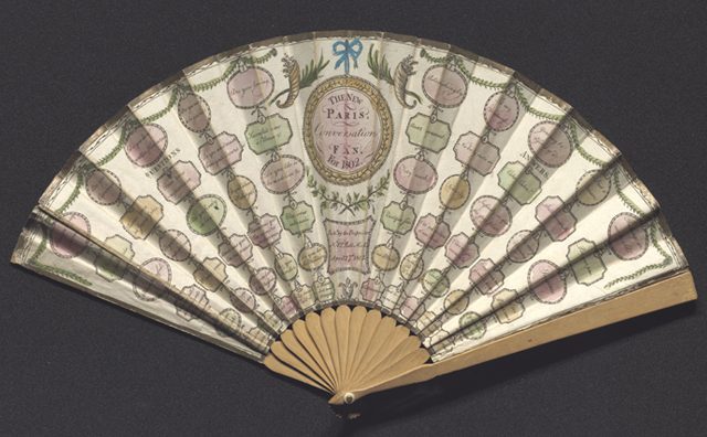 Photograph of new Paris conversation fan for 1802, courtesy of Clark Library