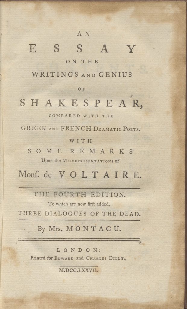 Image of Title page from An Essay on the Writings and Genius of Shakespear