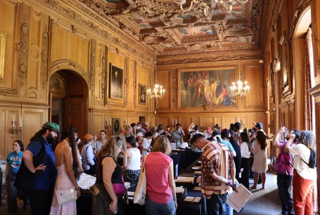 Image of Clark Library Drawing Room with Open House attendees